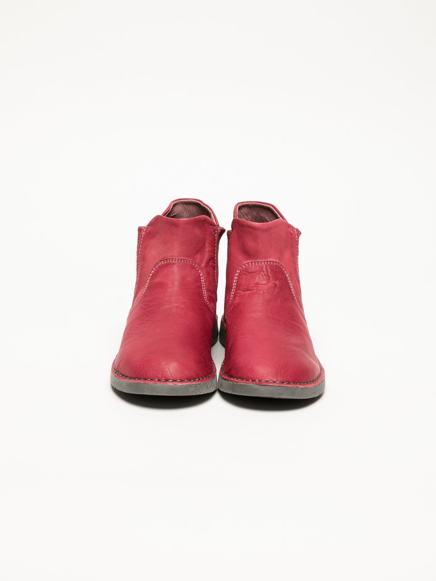 Softinos Red Round Toe Ankle Boots